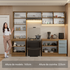 Armário de Cozinha Completa 270 x 60 cm Rustic/Cinza Lux Madesa 04