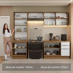 Armário de Cozinha Completa 270 x 60 cm Rustic/Branco Veludo Lux Madesa 04