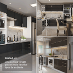 Armário de Cozinha Completa 270 cm Branco/Preto Lux Madesa 08