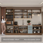 Armário de Cozinha Completa 310 x 60 cm Rustic/Cinza Lux Madesa 02