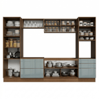Armário de Cozinha Completa 320 x 60 cm Rustic/Cinza Lux Madesa 01