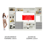Armário de Cozinha Completa 320cm Branco/Cinza Lux Madesa 01