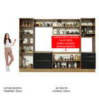 Armário de Cozinha Completa 320 x 60 cm Rustic/Preto Lux Madesa 03