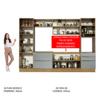 Armário de Cozinha Completa 320 x 60 cm Rustic/Cinza Lux Madesa 03