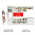 Armário de Cozinha Planejada 320cm Branco Branco Veludo Lux Madesa 04