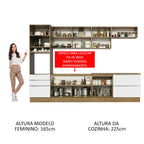Armário de Cozinha Planejada 320 x 60 cm Rustic Branco Veludo Lux Madesa 04