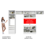 Armário de Cozinha Completa 340cm Branco/Branco Veludo Lux Madesa 01