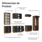 Armário de Cozinha Completa 340 x 60 cm Rustic/Preto Lux Madesa 02