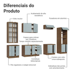 Armário de Cozinha Completa 340 x 60 cm Rustic/Cinza Lux Madesa 02