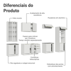 Armário de Cozinha Completa 340 x 60 cm Branco/Branco Veludo Lux Madesa 02
