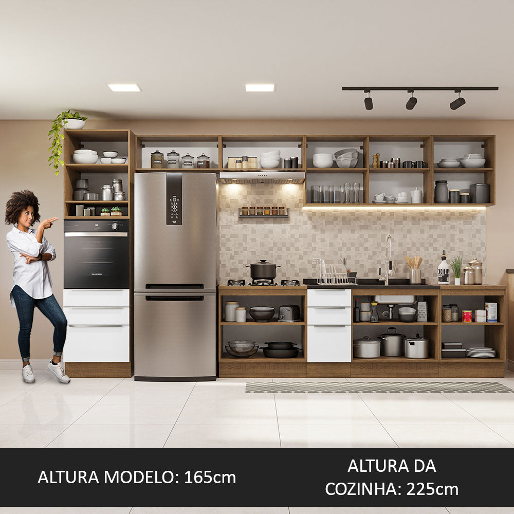 Armário de Cozinha Completa 400cm Rustic/Branco Veludo Lux da Thauane Madesa