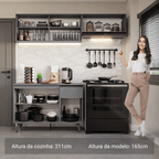 Armário de Cozinha Compacta 200cm Cinza Nice Madesa 03