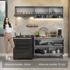 Armário de Cozinha Compacta 200cm Cinza Nice Madesa 09