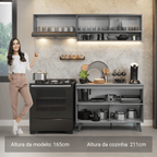Armário de Cozinha Compacta 200cm Cinza Nice Madesa 10
