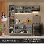 Armário de Cozinha Completa Suspenso 220cm Cinza Nice Madesa 02