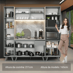 Armário de Cozinha Completa 220cm Cinza Nice Madesa 05