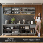 Armário de Cozinha Completa 240cm Cinza Nice Madesa 02