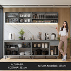 Armário de Cozinha Completa 240cm Cinza Nice Madesa 03