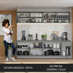 Armário de Cozinha Completa Suspenso 240cm Cinza Nice Madesa 04