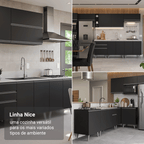 Armário de Cozinha Completa 260 cm Suspenso Preto Nice Madesa 04