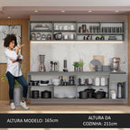 Armário de Cozinha Completa Suspenso 240cm Cinza Nice Madesa 05