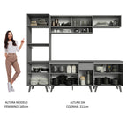 Armário de Cozinha Completa 260cm Cinza Nice Madesa 01