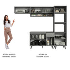 Armário de Cozinha Completa 260cm Cinza Nice Madesa 03