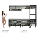 Armário de Cozinha Completa 260cm Cinza Nice Madesa 06