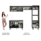 Armário de Cozinha Completa 260cm Cinza Nice Madesa 08