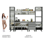 Armário de Cozinha Completa 280cm Cinza Nice Madesa 01