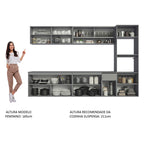 Armário de Cozinha Completa Suspenso 300cm Cinza Nice Madesa 04