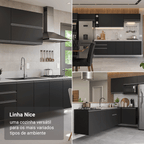 Armário de Cozinha Completa 300 cm Suspenso Preto Nice Madesa 04