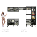 Armário de Cozinha Completa 300cm Cinza Nice Madesa 08