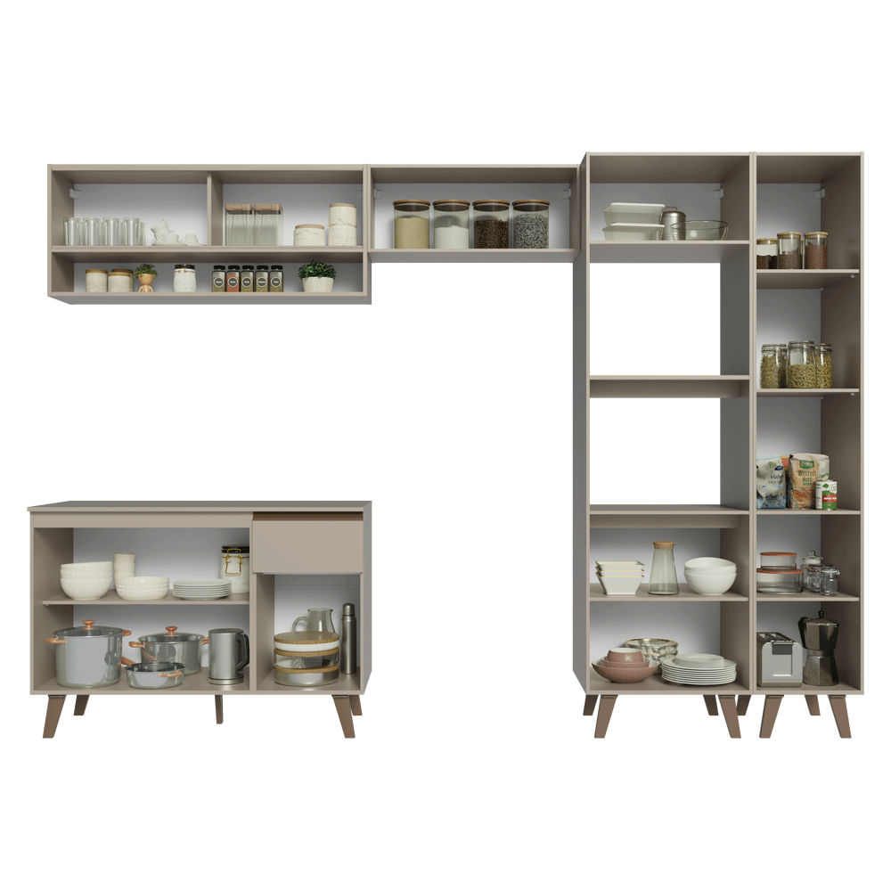 Armário de Cozinha Completa 300cm Crema Nice Madesa 08