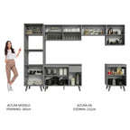 Armário de Cozinha Completa 320cm Cinza Nice Madesa 01