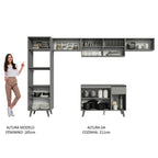 Armário de Cozinha Completa 340cm Cinza Nice Madesa 01