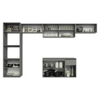 Armário de Cozinha Completa 340cm Suspensa Cinza Nice Madesa 02