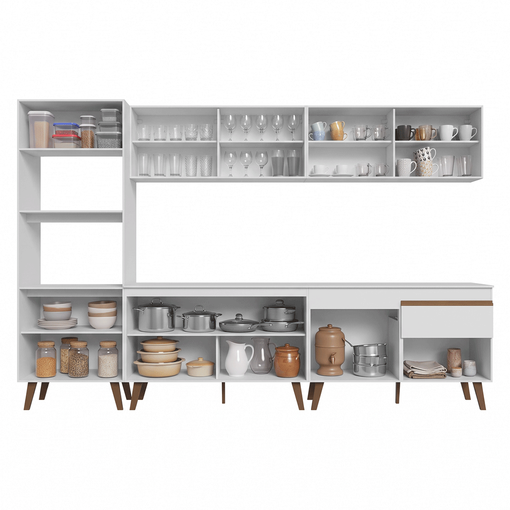 Armário de Cozinha Completa 310 cm Branco Pieta Madesa 03