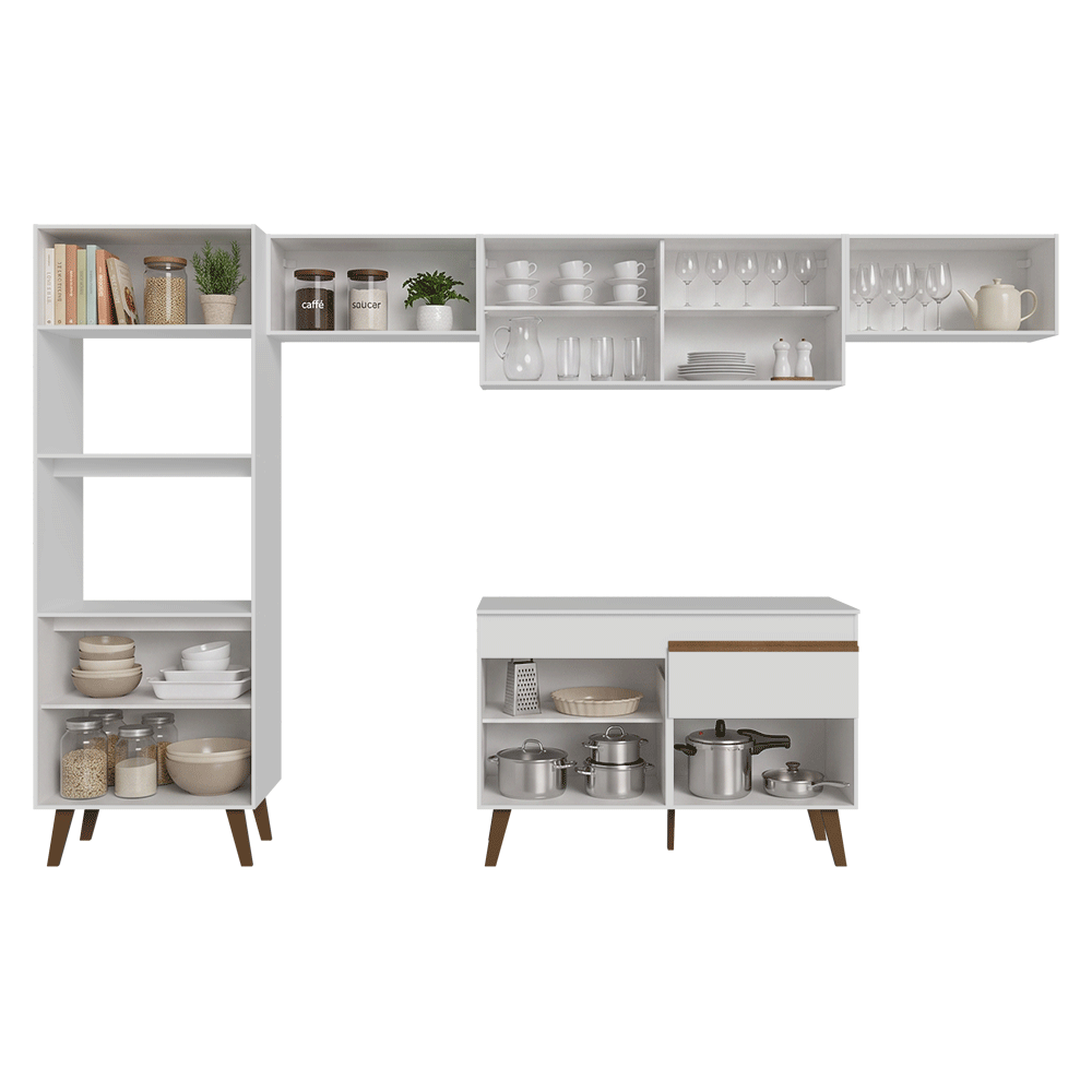 Armário de Cozinha Completa 330 cm Branco Pieta Madesa 01
