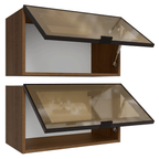 Kit 2 Armários Aéreos de Cozinha 60 cm Rustic/Preto Vidro Reflecta Bronze Vinil Madesa