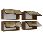 Kit 4 Armários Aéreos de Cozinha 120 cm Rustic/Preto Vidro Reflecta Bronze Vinil Madesa
