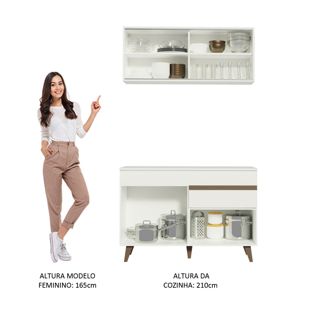 Armário de Cozinha Compacta 120cm Branco Reims Madesa 01