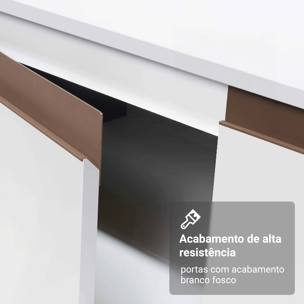 Kit com Dois Balcões de Cozinha 2 Portas 3 Gavetas (com tampo) Branco Reims Madesa