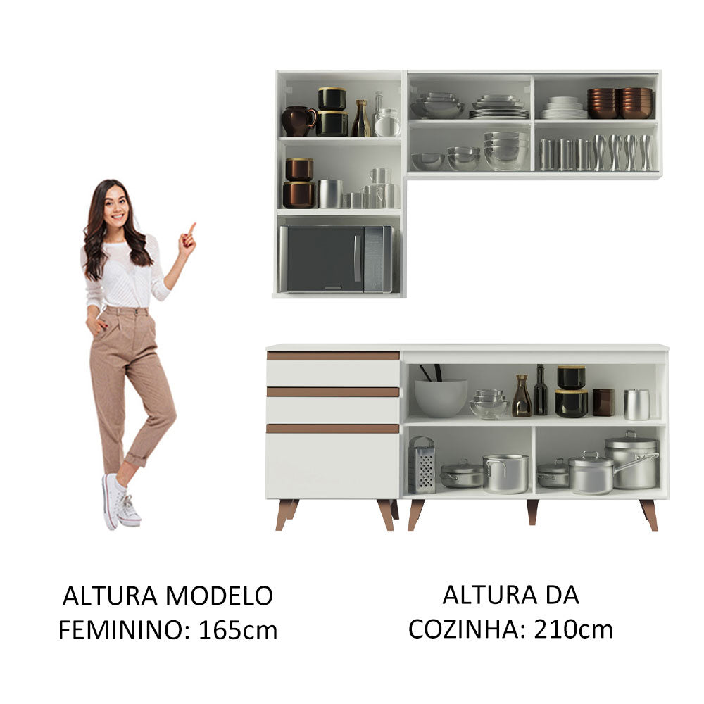 Armário de Cozinha Compacta 180cm Branco Reims Madesa 02