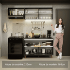 Armário de Cozinha Compacta 190cm Preto Reims Madesa 08