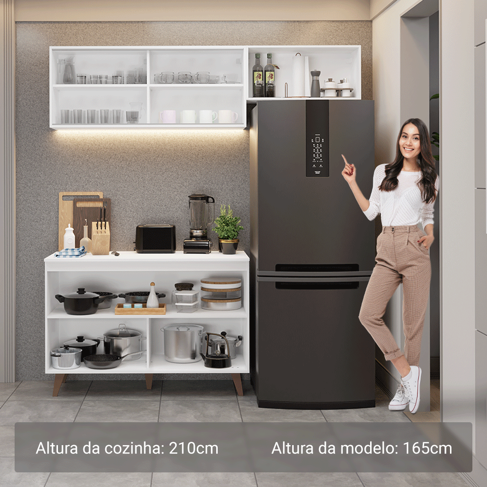 Armário de Cozinha Compacta 190cm Branco Reims Madesa 09