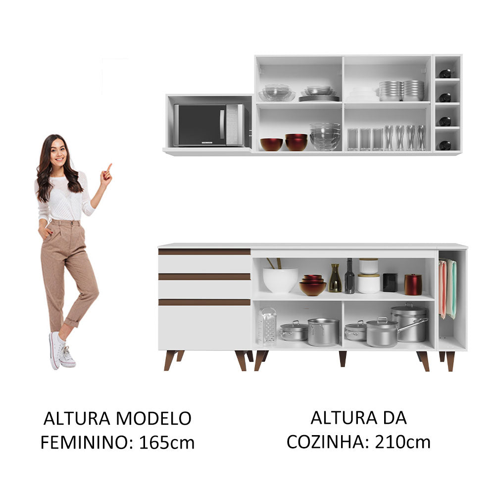 Armário de Cozinha Compacta 200cm Branco Reims Madesa 01