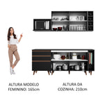 Armário de Cozinha Compacta 200cm Preto Reims Madesa 01