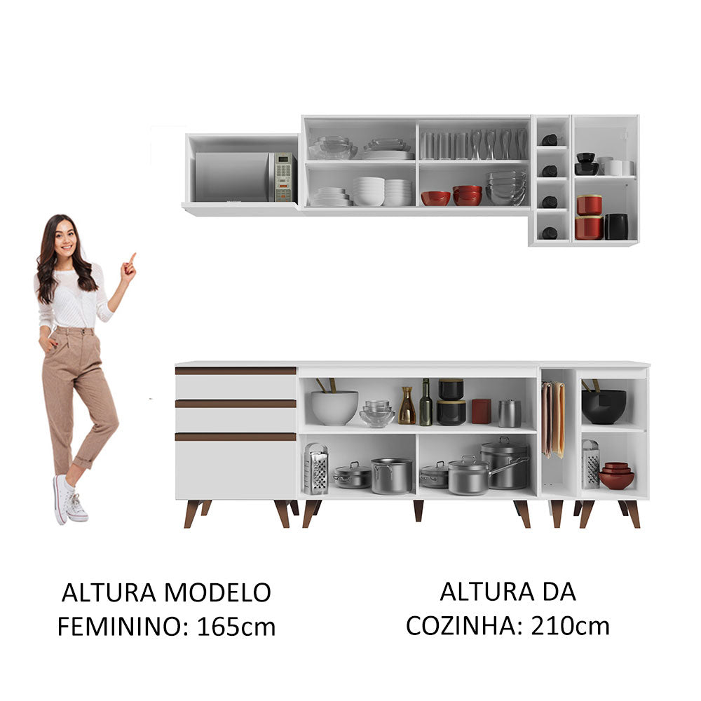 Armário de Cozinha Completa 235cm Branco Reims Madesa 01