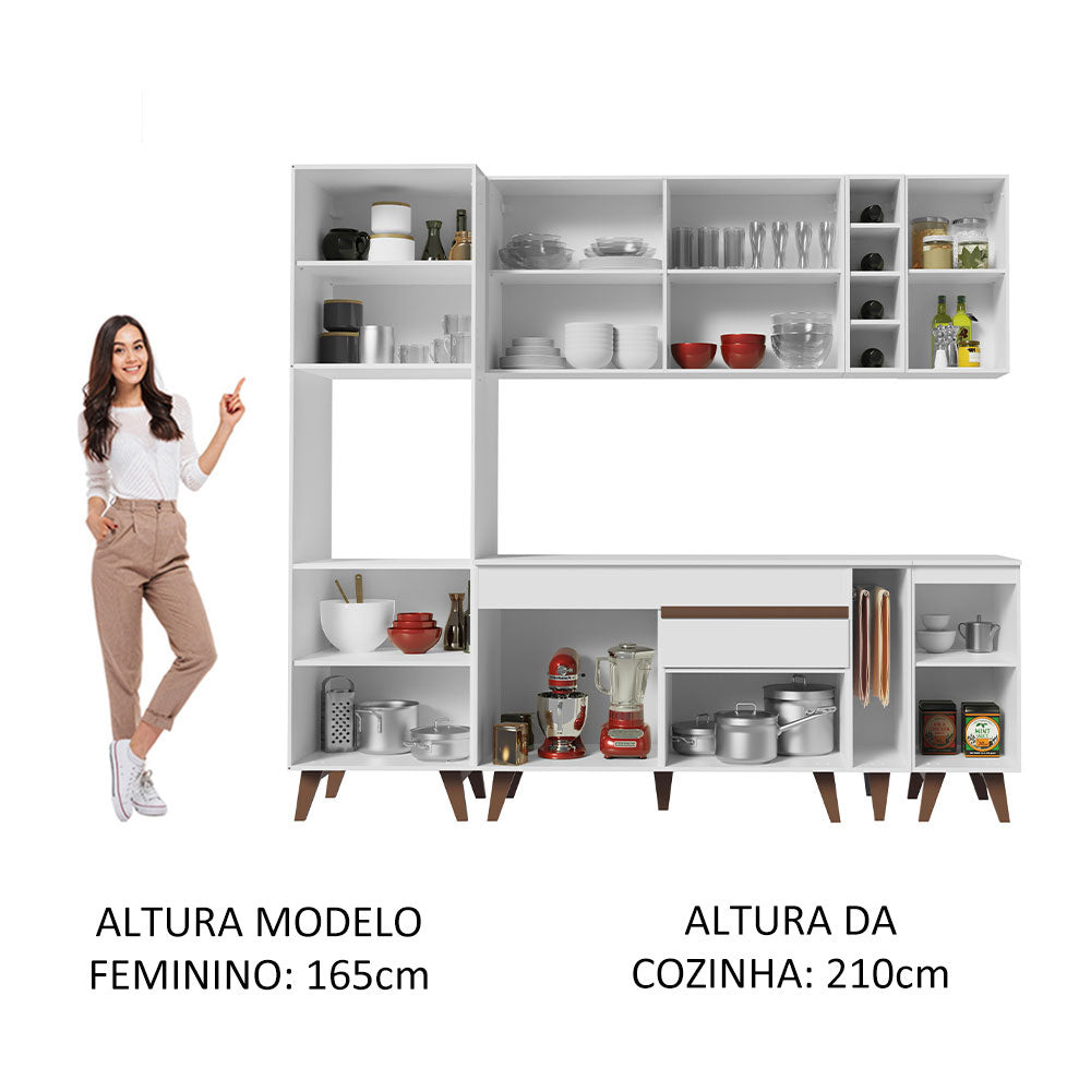 Armário de Cozinha Completa 235cm Branco Reims Madesa 02